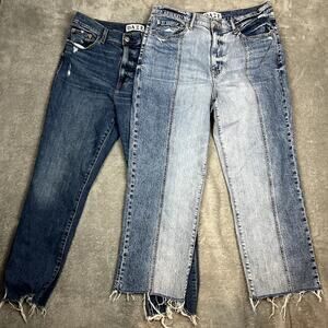 Lot of 2 Daze Jeans Organic Cotton Straight Wide Leg Fray Hem Women's 31